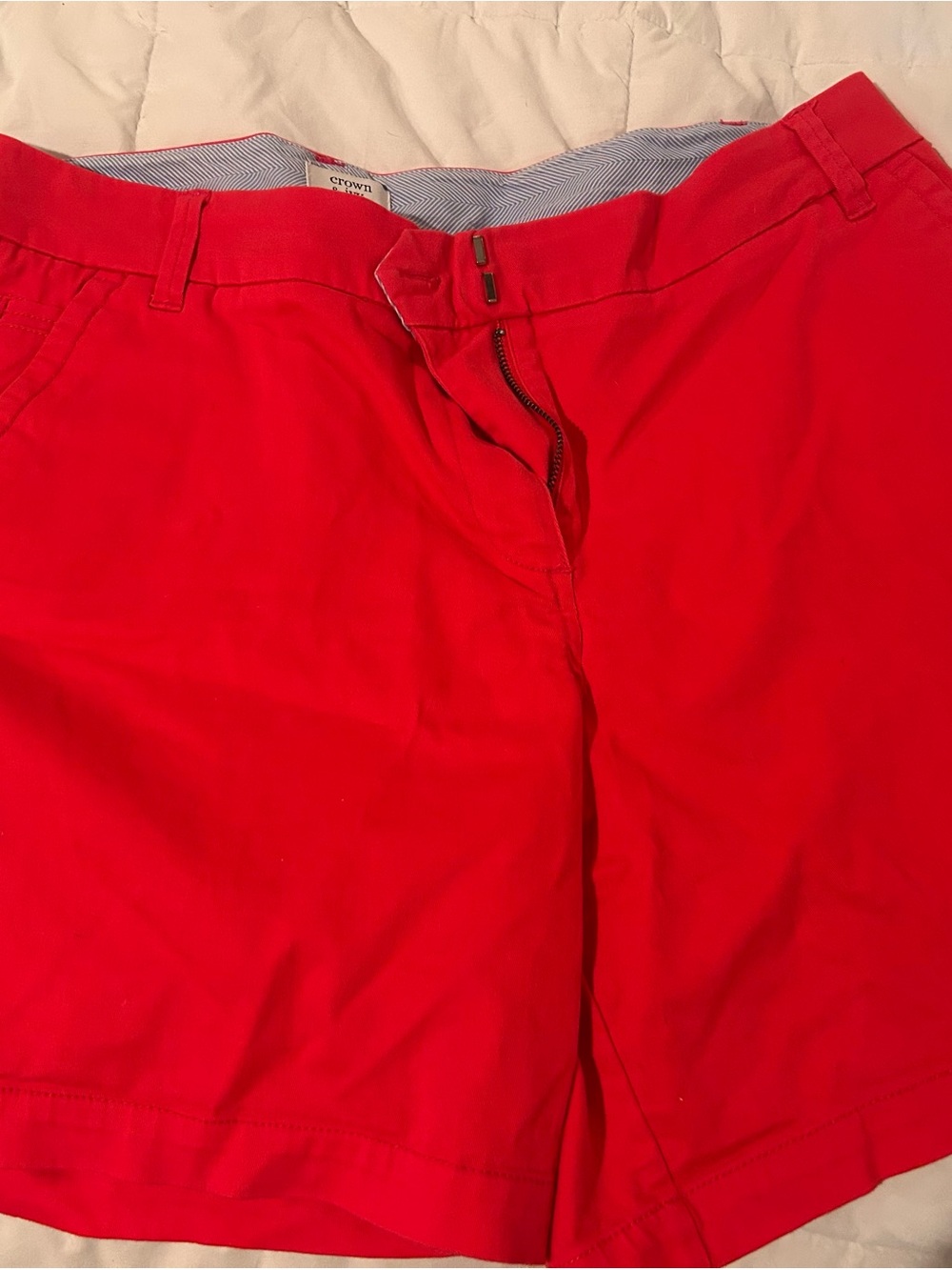 crown & ivy Women's Red Flat Front Shorts